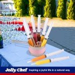 JOLLY CHEF Party Shot 60 Pack Jelly Halloween Shot Syringes, Medium 1.5 oz Container with Lid, Perfect for Plastic Shot Glasses Halloween Thanksgiving Christmas