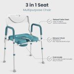 PELEGON Raised Toilet Seat with Handles (400lb) - Adjustable 3 in 1 Commode Chair for Toilet with Arms, Toilet Riser with Handles, Bedside Commode Chair, Handicap Toilet Seat for Elderly (Grey)