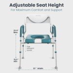 PELEGON Raised Toilet Seat with Handles (400lb) - Adjustable 3 in 1 Commode Chair for Toilet with Arms, Toilet Riser with Handles, Bedside Commode Chair, Handicap Toilet Seat for Elderly (Grey)