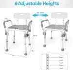 Padded Grip Shower Chair with Adjustable Height