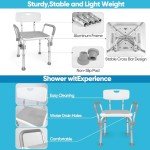 Padded Grip Shower Chair with Adjustable Height