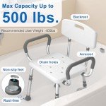 HOMLAND Adjustable Shower Bench with Arms and Back