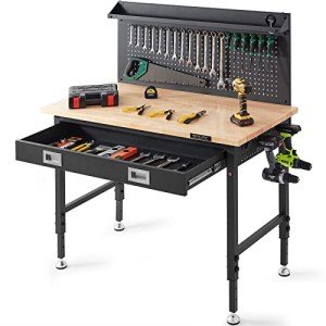 Adjustable Height Heavy-Duty Workbench for Garage