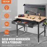 Adjustable Height Heavy-Duty Workbench for Garage