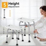 Hiqufet Shower Chair for Inside Shower(500lb), FSA/HSA Eligible 5 Height Adjustable Shower Stool, Shower Seats for Adults, 3-Minute Quick Assembly, Heavy Duty Shower Bench for Inside Shower to Sit on