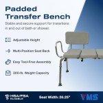 VMS Adjustable Padded Transfer Bench - 300 lbs Capacity