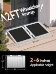 Portable Non-Skid Aluminum Wheelchair Ramp - 2FT