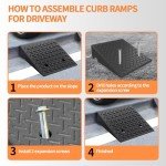 Heavy Duty Rubber Curb Ramp for Vehicles and Wheelchairs