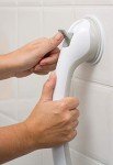 Safe-er-Grip Changing Lifestyles Suction Cup Grab Bars For Bathtubs & Showers; Safety Bathroom Assist Handle, White & Grey, 16 Inches