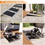 2FT Non-Slip Aluminum Wheelchair Ramp for Home