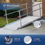 10' Portable Wheelchair Ramp with Handrails, 850 lb Capacity