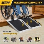 2FT Portable Aluminum Wheelchair Ramp, 600 lbs Capacity