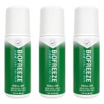 Biofreeze Pain Relief Roll-On, Knee & Lower Back Pain Relief Patch, Sore Muscle Relief, Neck Pain Relief, Shoulder Pain Relief, FSA Eligible, 3 Pack (3 OZ Biofreeze Menthol Roll-On)
