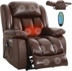 Dual Motor Leather Lift Chair with Massage & Heat