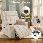 Electric Recliner Chair for Seniors with Cupholder