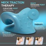 Neck Stretcher Cervical Traction, FSA HSA Eligible, Neck and Shoulder Relaxer for Pain Relief, Ergonomic Neck Pillow, Neck Hump Corrector, Cervical Spine Alignment, Neck Curve Corrector (Light Blue)