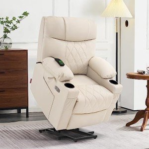 MCombo Power Lift Recliner Chair with Massage - Cream