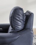 Blue Leather Power Recliner with Adjustable Headrest