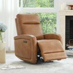 Power Recliner with Charging – Faux Leather, Cognac