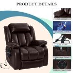Dual Motor Heated Massage Recliner with USB Port