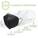 SOOQOO 50 Pcs KN95 Face Maks for Audlts (Black)