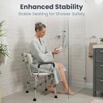 PELEGON Shower Chair (450lb) with Padded Armrests and Back, Shower Chair for Elderly and Disabled, Adjustable Height Shower Seat, Heavy Duty Shower Chair for Inside Shower, Handicap Shower Chair- Blue