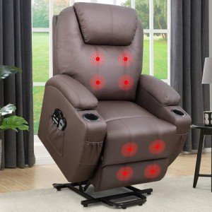 Flamaker PU Leather Power Lift Massage Recliner Chair