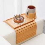Bamboo Couch Arm Tray with 360° Cup Holder