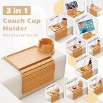 Bamboo Couch Arm Tray with 360° Cup Holder