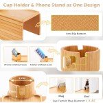 Bamboo Couch Arm Tray with 360° Cup Holder