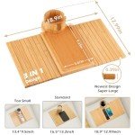 Bamboo Couch Arm Tray with 360° Cup Holder