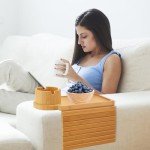 Bamboo Couch Arm Tray with 360° Cup Holder