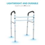 OasisSpace Stand Alone Toilet Safety Rail - Heavy Duty Medical Toilet Safety Frame for Elderly, Handicap and Disabled - Adjustable Bathroom Toilet Handrails Grab Bar, Fit Any Toilet