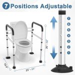 HOMLAND Toilet Safety Rails for Seniors, FSA/HSA Eligible Adjustable Detachable Toilet Safety Frame with Handles for Elderly and Disabled, 350LBS Handicap Toilet Rail Fits Most Toilets