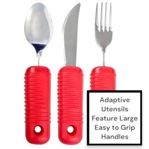 Red Adaptive Utensil Set for Easy Eating