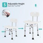 LUFEIDRA Shower Chair for Inside Shower with Back, 500lbs Heavy Duty and Adjustable Height Bath Chair Shower Seat with Crossbar Supports for Elderly, Adults Child and Women