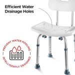 Medical king Shower Chair Set of 3 - Includes Back Scrubber & Additional Sponge - Anti Slip for Safety, with 8 Adjustable Heights Portable - Tool Free Shower Chair - Bath Chair for Elderly