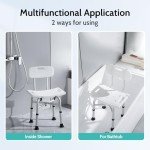 LUFEIDRA Shower Chair for Inside Shower with Back, 500lbs Heavy Duty and Adjustable Height Bath Chair Shower Seat with Crossbar Supports for Elderly, Adults Child and Women