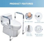 WeHwupe Toilet Safety Rails for Elderly Adults - Adjustable Bathroom Toilet Safety Frame with Handles - Stand Alone Toilet Grab Bar for Senior, Handicap & Disabled,Fits Most Toilets