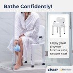 Drive Medical RTL12505 Handicap Bathroom Bench with Back and Arms, White