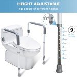 WeHwupe Toilet Safety Rails for Elderly Adults - Adjustable Bathroom Toilet Safety Frame with Handles - Stand Alone Toilet Grab Bar for Senior, Handicap & Disabled,Fits Most Toilets