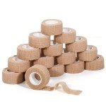 JHGIC Self Adhesive Bandage Wrap,Bandage Tape,Medical Tape,Vet Tape,Athletic Tape Gauze,First Aid Non Woven Rolls, Stretch Athletic, Ankle Sprains & Swelling, Sports(Nude Color,16 Rolls,1inch*5Yards)