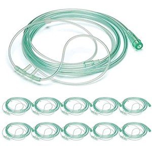 10 Pack High Flow Soft Oxygen Cannulas and 7’ Delicate Tubing with Standard Connection