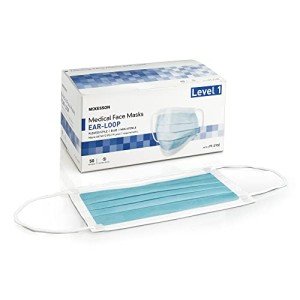 McKesson Medical Face Masks, Level 1 - Pleated with Ear Loops, Non-Sterile, Blue - One Size Fits Most Adults, 7 in x 3.75 in, 50 Count, 1 Pack