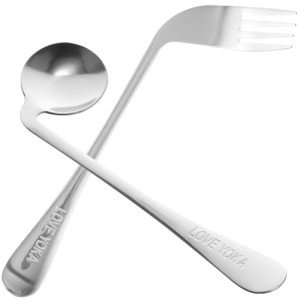 Stainless Steel Left-Handed Adaptive Spoon and Fork Set