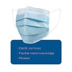 McKesson Medical Face Masks, Level 1 - Pleated with Ear Loops, Non-Sterile, Blue - One Size Fits Most Adults, 7 in x 3.75 in, 50 Count, 1 Pack