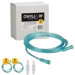 Oxyllow Premium 16 FT Oxygen Tubing and Oxygen Swivel | 2-Count | 6-Channel Kink-Resistant Air Flow | High-Visibility Green Tint | Universal End Connectors | Durable, Medical Grade Oxygen Therapy