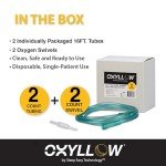 Oxyllow Premium 16 FT Oxygen Tubing and Oxygen Swivel | 2-Count | 6-Channel Kink-Resistant Air Flow | High-Visibility Green Tint | Universal End Connectors | Durable, Medical Grade Oxygen Therapy