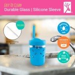 Kids' Glass Mason Cups with Silicone Sleeves & Straws
