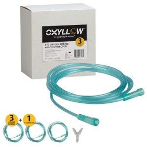 Oxyllow Premium 7 FT Oxygen 3-Count Tubing with Y-Connector| 6-Channel Kink-Resistant Air Flow | High-Visibility Green Tint | Universal End Connectors | Medical-Grade Oxygen Therapy Accessory